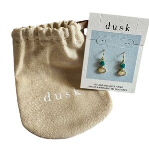 DUSK 14K Gold and Silver Plated Earrings Hand Set Gemstones One of a Kind